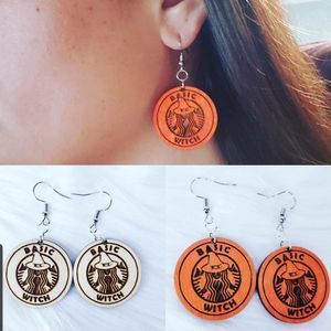 Basic Witch Wooden Earrings Halloween